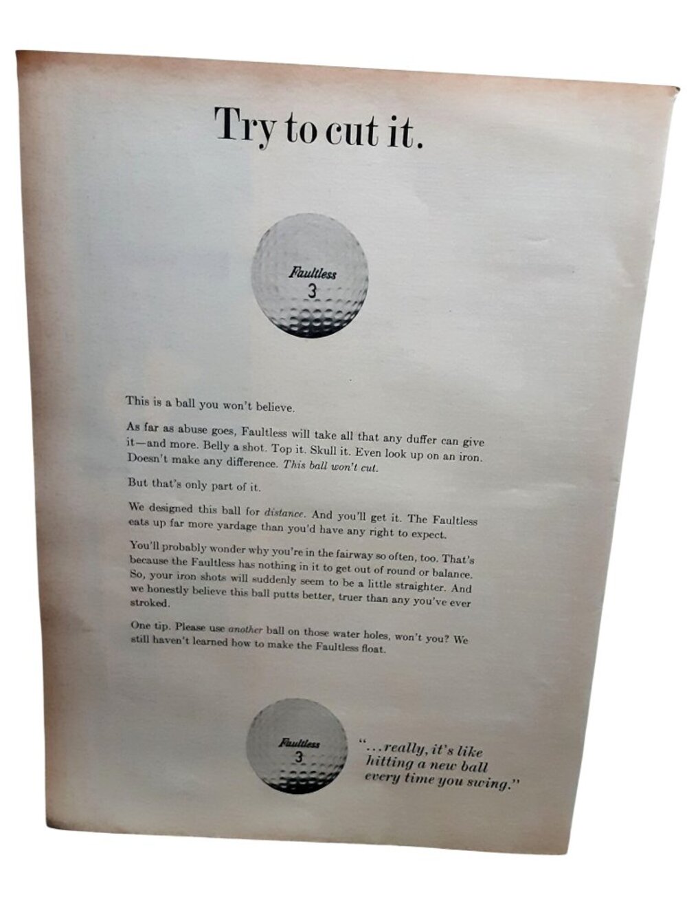 1967 Faultless Golf Ball Vintage Print Ad Golfing Sports Equipment
